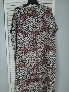 Leopard Print Maxi Dress - Brown & Black With Head Scarf